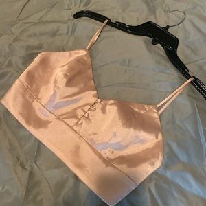 House of Harlow1960 Revolve pink satin bustier top